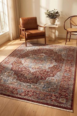 Hoom Rugs Otantik 2603 Kırmızı Vintage Desenli Salon Halısı
