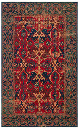 Hoom Rugs Cadis KDM 01 Navy Red Vintage El Emeği Yüksek Kara Tezgah Halısı