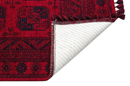 Hoom Rugs Afgan AFG 01 Red Antibakteriyel Kaymaz Tabanlı Dekoratif Kilim