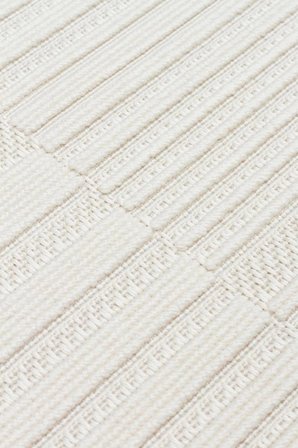 Eko Halı Mono Loop 01 White Sisal Görünümlü Bukleli Kaymaz Tabanlı Yıkanabilir Halı