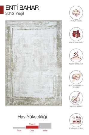 Hoom Rugs Bahar 3012 Yeşil Bordürlü Akrilik Halı