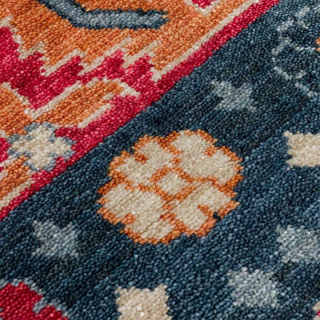 Hoom Rugs Nepal ZR 17 Yün Viskon Tensel Navy Multy Otantik Modern Uşak Desenli Halı