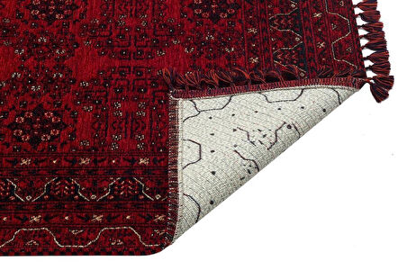 Hoom Rugs Afgan AFG 02 Red Antibakteriyel Kaymaz Tabanlı Dekoratif Kilim
