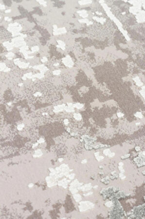 Hoom Rugs Franko FS 35 Grey Beige Viskon & Akrilik Yüksek Dokulu Modern Salon Halısı