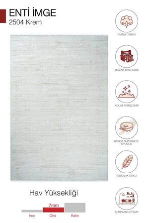 Hoom Rugs İmge 2504 Krem Çizgili Modern Akrilik Salon Halısı