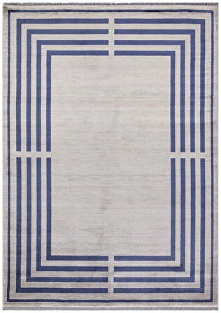 Hoom Rugs York 205 Lacivert Çerçeveli Modern Salon Halısı