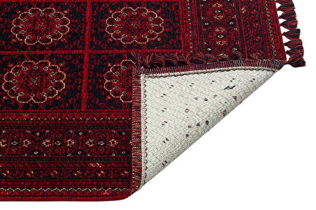 Hoom Rugs Afgan AFG 03 Red Antibakteriyel Kaymaz Tabanlı Dekoratif Kilim