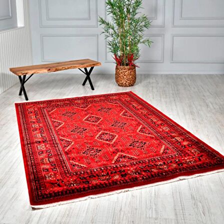 Hoom Rugs Wool Bambos Plus 902 Kırmızı Klasik Salon Halısı