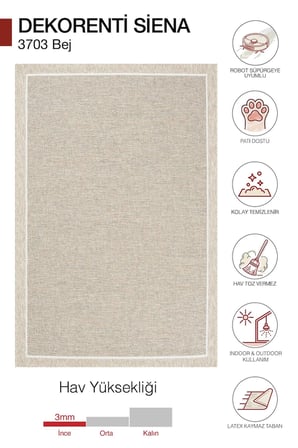 Hoom Rugs Siena 3703 Bej Sade Modern Sisal Halı