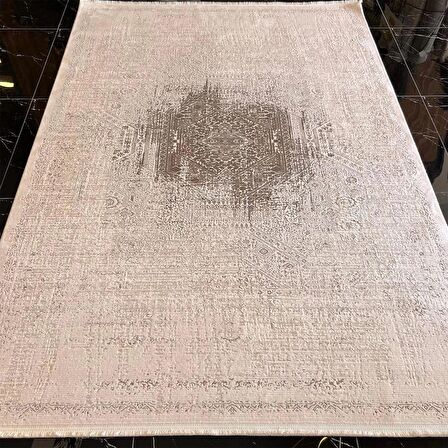 Sanat Halı Mira 3573 Krem Kahve Modern Salon Halısı