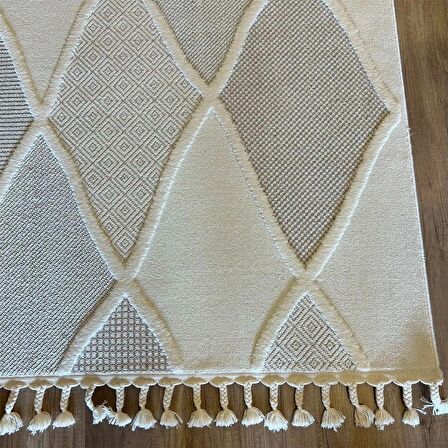 İpek Mekik Halı Lux 11711 White Beige Modern İskandinav Halı