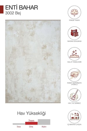 Hoom Rugs Bahar 3002 Bej Modern Akrilik Halı