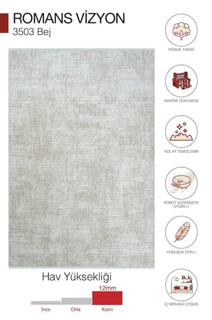 Hoom Rugs Vizyon 3503 Bej Modern Akrilik Halı