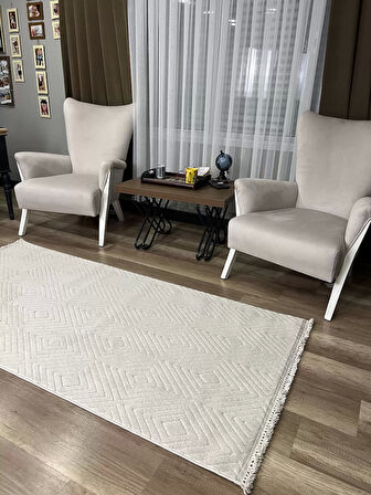 Hoom Rugs Prag 9208 Bej Modern Makina Halısı