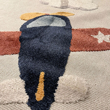 Hoom Rugs Kids Helikopter Desenli Antibakteriyel & Kolay Temizlenebilir Çocuk Halısı