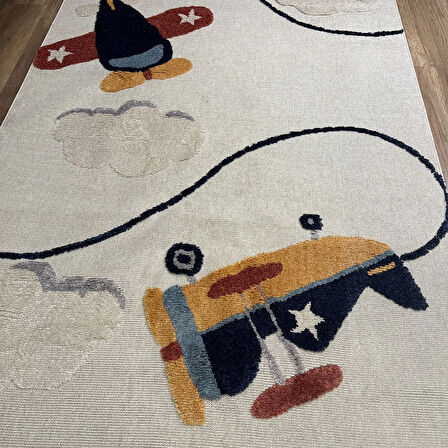 Hoom Rugs Kids Helikopter Desenli Antibakteriyel & Kolay Temizlenebilir Çocuk Halısı