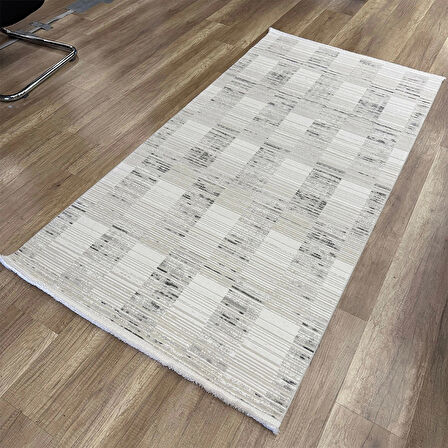 Hoom Rugs Decor 1136 Gri Yün Tuşeli Pamuk Taban Halı