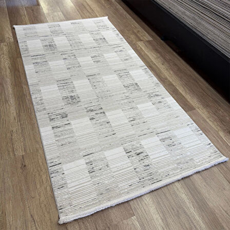 Hoom Rugs Decor 1136 Gri Yün Tuşeli Pamuk Taban Halı