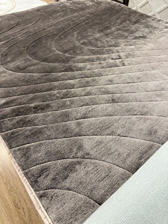 Hoom Rugs Sina Wave Grey %100 Doğal Yün & Viskon El Dokuma Modern Halı