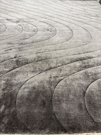 Hoom Rugs Sina Wave Grey %100 Doğal Yün & Viskon El Dokuma Modern Halı