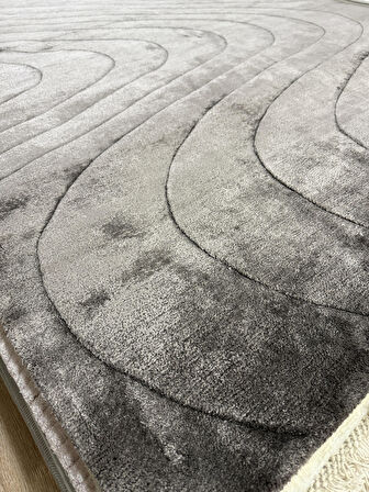 Hoom Rugs Sina Wave Grey %100 Doğal Yün & Viskon El Dokuma Modern Halı