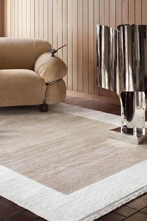 Hoom Rugs İmge 2509 Bej Çerçeveli Akrilik Salon Halısı