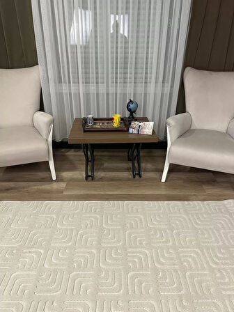 Hoom Rugs Prag 9213 Krem Modern Makine Halısı