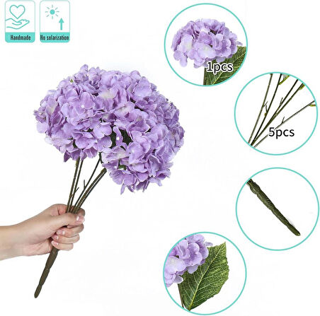 Yapay Çiçek Ortanca Çiçeği Demeti 43 cm Açık Lila 