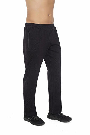 CROZWİSE 2232-10 Kalın Kumaş Double Face Düz Erkek Spor Pantolon SİYAH
