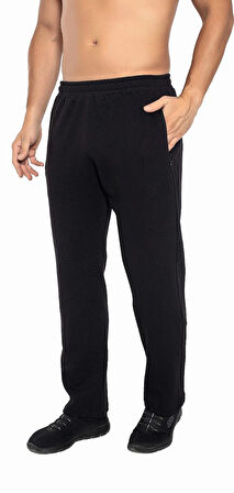 CROZWİSE 2232-10 Kalın Kumaş Double Face Düz Erkek Spor Pantolon SİYAH