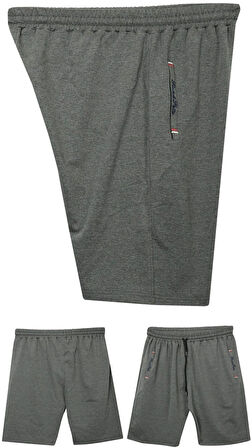 Büyük Beden 110 - 155 Kilo Arası İçin Uygun Bedenli Cepleri Nakış Detaylı Likralı Penye Erkek Şortu