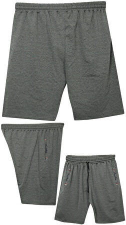 Büyük Beden 110 - 155 Kilo Arası İçin Uygun Bedenli Cepleri Nakış Detaylı Likralı Penye Erkek Şortu