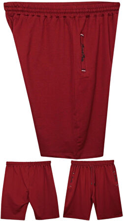 Büyük Beden 110 - 155 Kilo Arası İçin Uygun Bedenli Cepleri Nakış Detaylı Likralı Penye Erkek Şortu