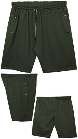 Büyük Beden 110 - 155 Kilo Arası İçin Uygun Bedenli Cepleri Nakış Detaylı Likralı Penye Erkek Şortu