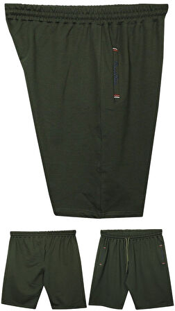 Büyük Beden 110 - 155 Kilo Arası İçin Uygun Bedenli Cepleri Nakış Detaylı Likralı Penye Erkek Şortu