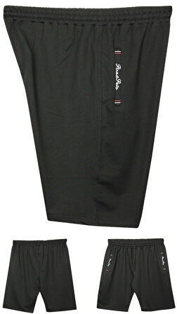 Büyük Beden 110 - 155 Kilo Arası İçin Uygun Bedenli Cepleri Nakış Detaylı Likralı Penye Erkek Şortu