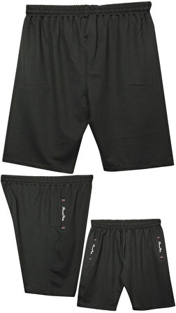 Büyük Beden 110 - 155 Kilo Arası İçin Uygun Bedenli Cepleri Nakış Detaylı Likralı Penye Erkek Şortu