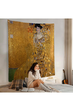 Gustav Klimt Adele Bloch'un Altın Kadın Duvar Örtüsü-8324