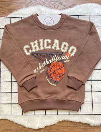 CHICAGO Baskılı Çocuk Oversize Sweatshirt (vIpnzArJbTxxZ)
