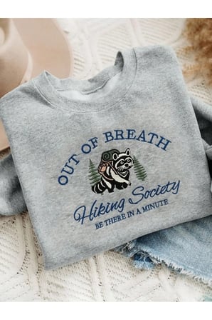 Unisex Breath Baskılı Bisiklet Yaka Sweatshirt
