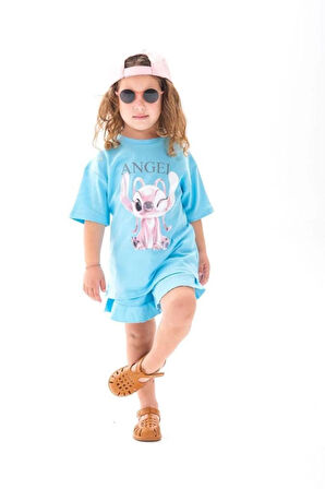 Yeni Sezon Kabartma Baskılı T-shirt ve Şort Alt Üst Kız Çocuk Takım (18 ay-12 Yaş)