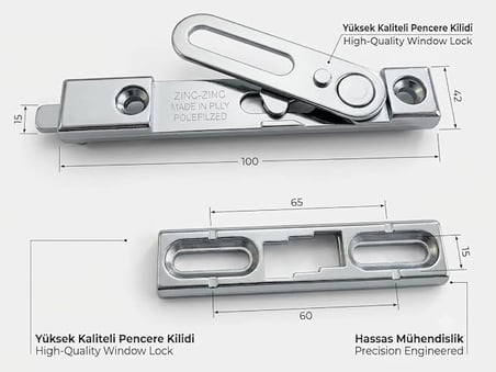 Discover Pimape Çift Açılımlı Pencere Kilidi Sürgüsü 100 mm