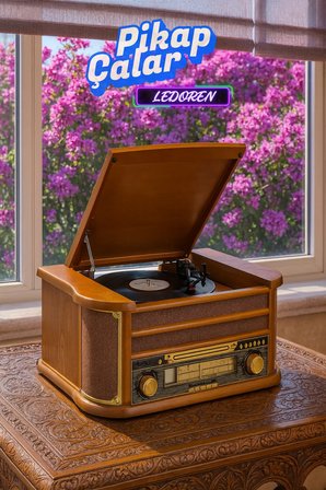 Nostaljik JOT402AM DÖNENCE Pikap Ahşap 2X5W Stereo Spk MP3 Çalar USB-Radyo-CD-Kaset BT Müzik Çalarlı