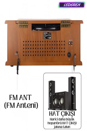 Nostaljik JOT402AM DÖNENCE Pikap Ahşap 2X5W Stereo Spk MP3 Çalar USB-Radyo-CD-Kaset BT Müzik Çalarlı