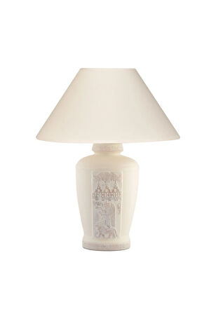 Modern Urart Seramik Krem Abajur 1 Beyaz Seramik E27 46-70