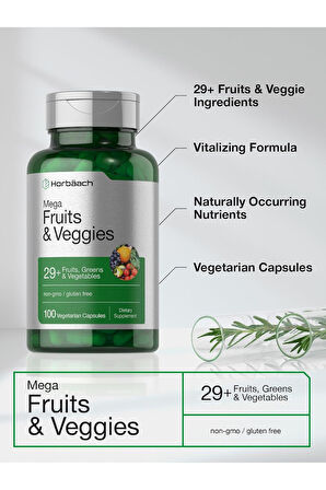 Horbäach Mega Fruits and Veggies Supplement | 100 Capsules - İthal