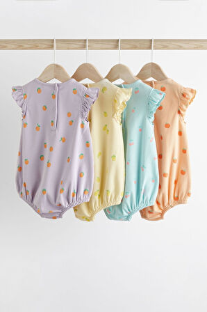 Next Baby Baby % 100 Pamuklu Multi Pastel Meyve Desenli 4’lü Rompet Set