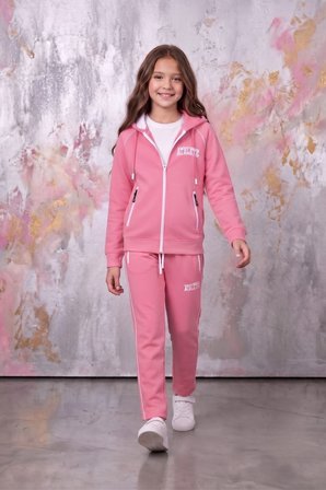 Kız Çocuk Atheletic Reglan Kol Kapüşonlu Düz Paça Dalgıç Kumaş Eşofman Takımı ESF7018