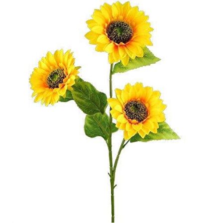 Yapay Çiçek Ayçiçeği Sarı Sunflower Dekoratif Çiçek 90cm Dev Ay Çiçeği 3 Kafalı