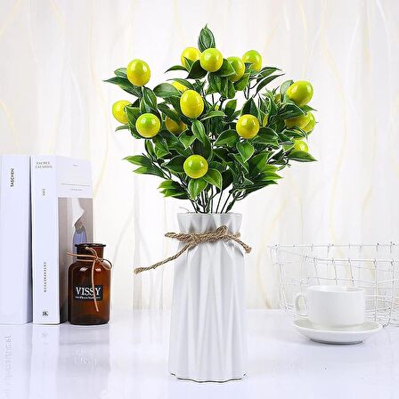 3lü Set Yapay Limon Demeti Yapay Çiçek 30*20cm Yeşil Yapraklı 